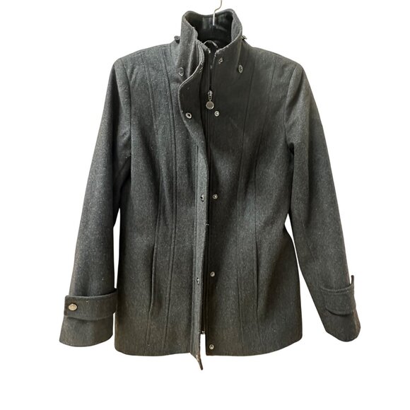 Calvin Klein Womens Charcoal Wool-Blend Quilted Lined Jacket Size 4 - Picture 1 of 12